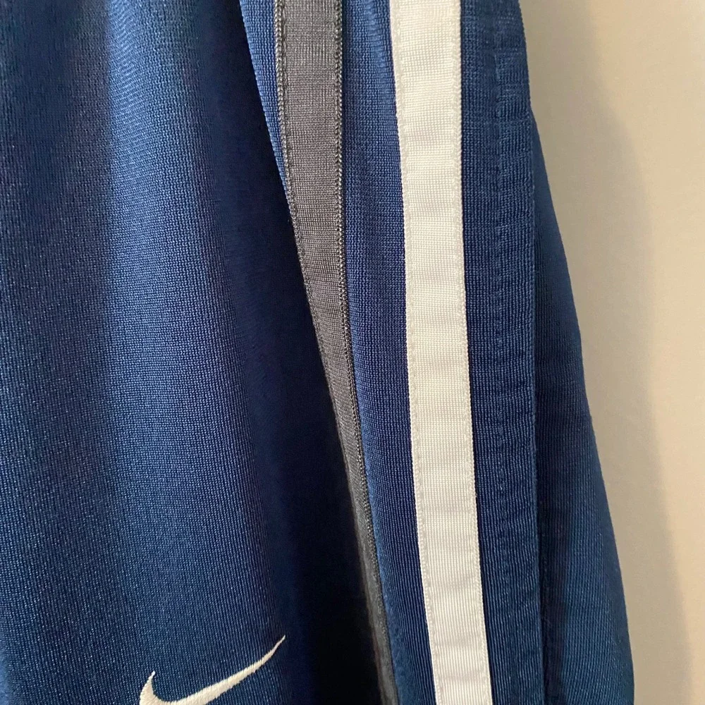 Nike Navy Blue Track Pants Mens XL Side Stripe Ankle Zip Athletic Trousers